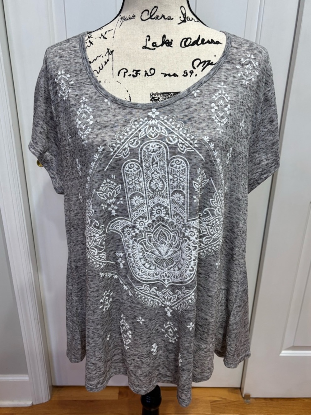Style & Co. XXL Gray Short-Sleeve Scoop Neck Top NWT